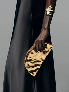 Zara Marbled Metal Sculptural Clutch – Statement Evening Bag